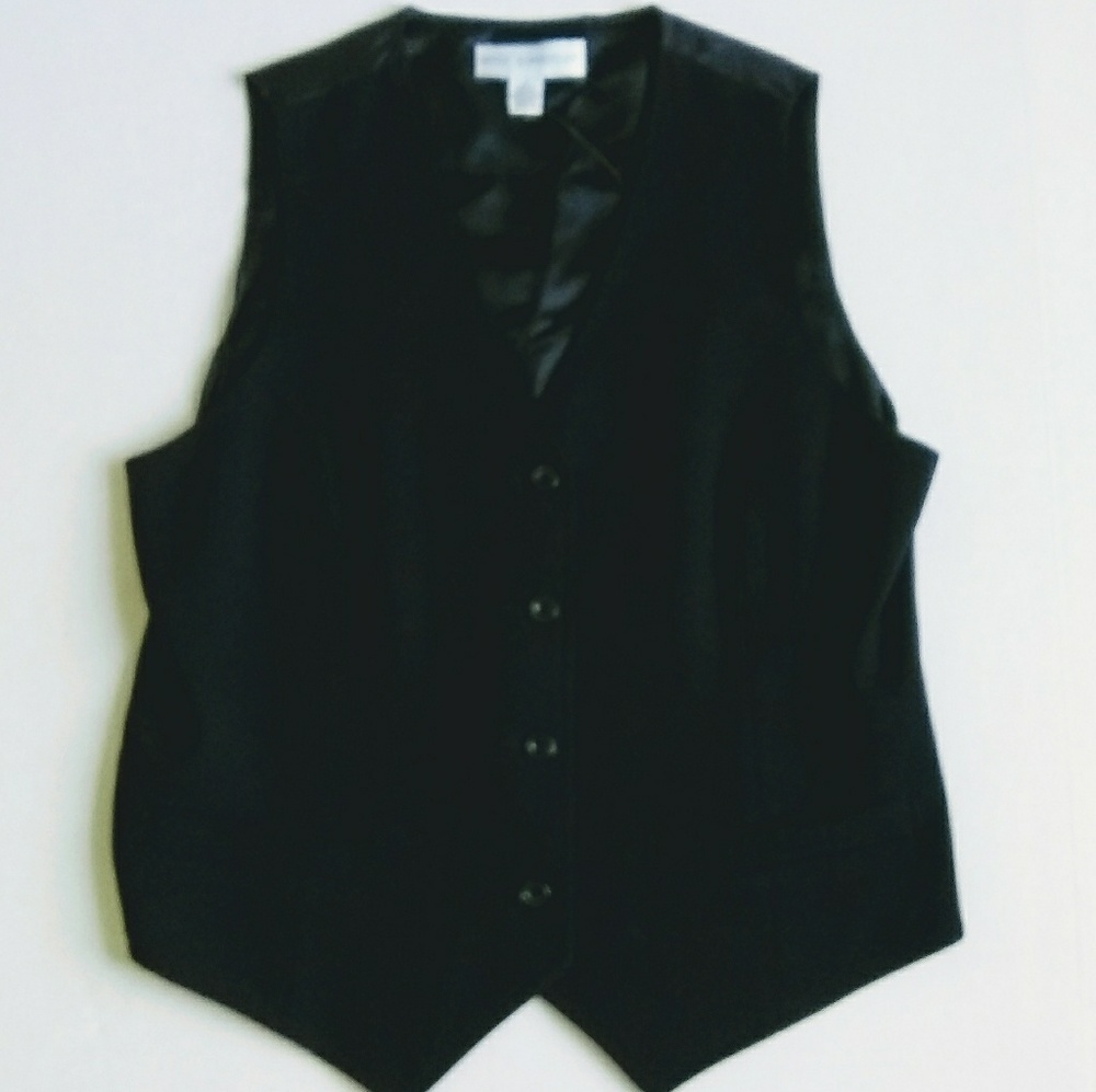 Petite Sophisticate wool blend black vest